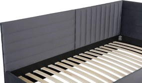 Ágy ágyráccsal, 90x200, szürke Velvet szövet, MEVIA