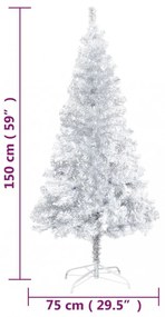 ezüstszínű PET műkarácsonyfa állvánnyal 150 cm