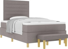 vidaXL Boxrugós ágy matracmal fejtámlával Tópszínű 120 x 190 cm szövet