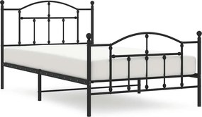 vidaXL fekete fém ágykeret fej- és lábtámlával 100 x 200 cm