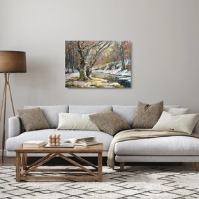 Egy festett téli táj képe (üvegen) (70x50 cm)