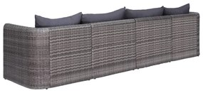 4-részes szürke polyrattan kerti ülőgarnitúra párnákkal
