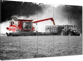 Vászonkép 100x70 Vörös kombájn Aratás
