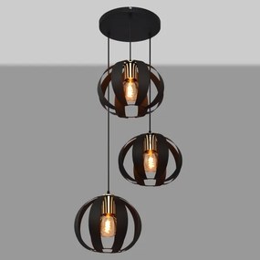 Csillár zsinóron NEWTON 3xE27/15W/230V fekete