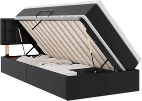 vidaXL Ágy tárolóval és matraccal matracmal Fekete 90 x 190 cm Műbőr