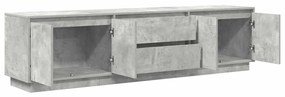 betonszürke TV-szekrény LED lámpákkal 193,5x41x50 cm