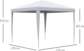 Outsunny 2,7 x 2,7m Fehér Fém Epoxi Kerti Pavilon Magas Sűrűségű PE Szövettel | Aosom