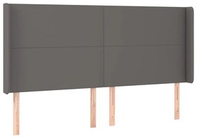 szürke műbőr fejtámla szárnyakkal 203x16x118/128 cm