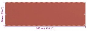 terrakotta HDPE erkélytakaró 90 x 300 cm