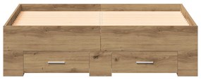 Fiókos ágykeret Kézműves tölgy 120x200 cm Műszaki fa