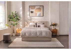 Bézs kárpitozott ágyneműtartós franciaágy matraccal, ágyráccsal 180x200 cm Thessa Bold – Bonami Selection