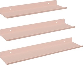 vidaXL Lebegő polc 3 pcs Rózsaszín 40 x 9 x 2,5 cm Acél