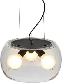 RENDL AMANDA závěsná matná černá čiré sklo 230V LED E27 3x15W