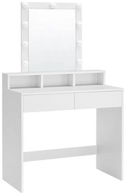 Fésülködőasztal tükörrel és szabályozható fénnyel, 80 x 145 x 40 cm, fehér