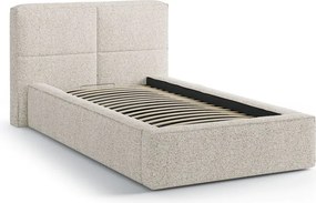 Bézs kárpitozott ágyneműtartós egyszemélyes ágy ágyráccsal 90x200 cm Darren – Micadoni