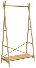 bambusz ruhaállvány polccal 102 x 50 x 190 cm