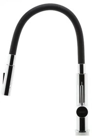 FERRO - Mosogató csap rugalmas karral fényezett króm/fekete