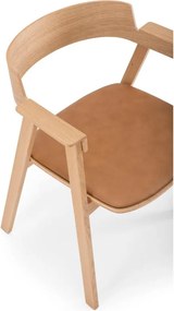 Barna-natúr színű bőr karfás étkezőszék Flip – Gazzda