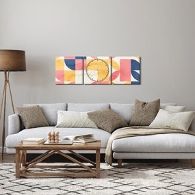 Kép - Absztrakció retro mintákkal (órával) (90x30 cm)