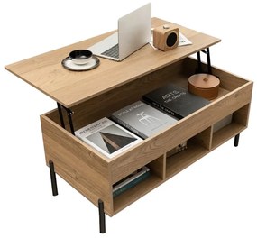 Dohányzóasztal emelhető asztallappal, natúr