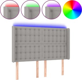vidaXL világosszürke szövet LED-es fejtámla 147x16x118/128 cm