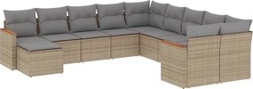vidaXL 11 részes bézs polyrattan kerti ülőgarnitúra párnákkal
