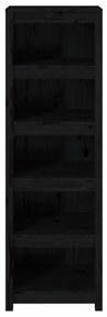 fekete tömör fenyőfa könyvszekrény 50x35x154 cm