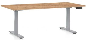 OfficeTech D állítható magasságú asztal, 160 x 80 cm, szürke alap, craft tölgy