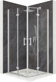 Zuhanykabin 80x80cm összecsukható ajtó króm üveg Esg 6mm bevonat