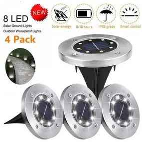 Napelemes kerti LED lámpák - 8 LED - hideg fehér - 4 db