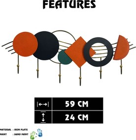 Mualla fém fali fogas, 59×24 cm