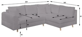 Sötétszürke buklé sarokkanapé (jobb oldali) Ariella – Ropez