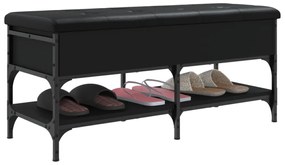 fekete szerelt fa cipőtároló pad 102 x 42 x 45 cm