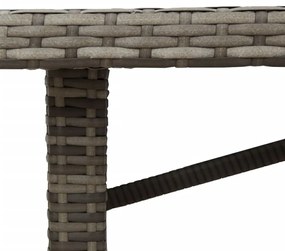 szürke polyrattan kerti asztal akácfa lappal 190 x 80 x 75 cm