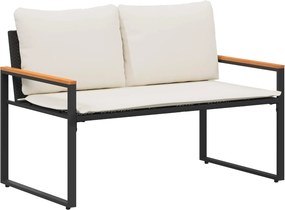 vidaXL pad párnával Fekete és krémfehér 115 x 65 x 72 cm Rattan