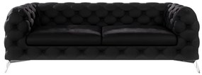 Fekete bársony kanapé 225 cm Chelsea – Ropez