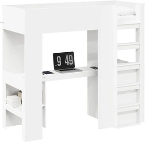 vidaXL Emeletes ágykeret íróasztallal Fehér 75 x 190 cm Faanyag