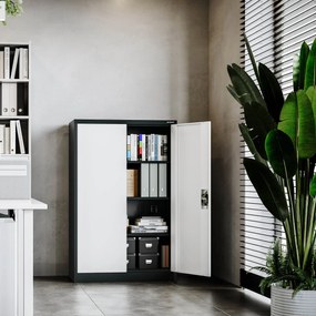 Fém iratszekrény KEVIN, 900 x 1400 x 400 mm, antracit-fehér