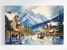 Vászonkép Canvas Város Üdülőhely Hegyek Tél Hó Utca Fagy 120x80