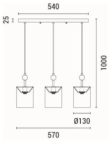 Csillár zsinóron 3xE14/15W/230V