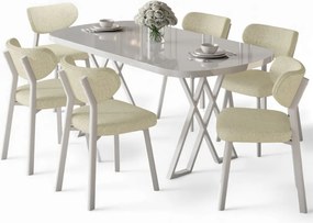 Axton étkezőgarnitúra, fehér-krém, 168 cm – TR240CHR2714