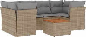 vidaXL 7 részes bézs polyrattan kerti ülőgarnitúra párnákkal