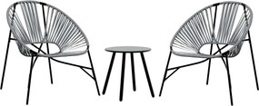 vidaXL 3 db fekete és világosszürke polyrattan kerti szék szett