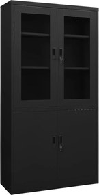 vidaXL fekete acél irodai szekrény 90 x 40 x 180 cm