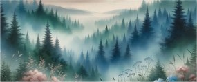 Kép - Erdős táj köddel (120x50 cm)