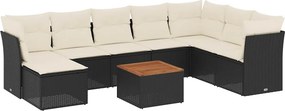vidaXL 9 részes fekete polyrattan kerti ülőgarnitúra párnákkal