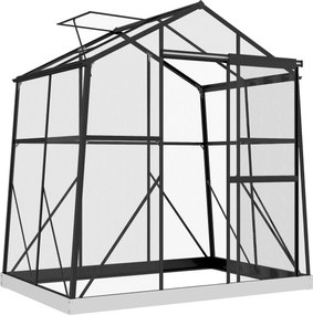 Outsunny Üvegház Alumínium 131 x 192 x 203 cm Üvegház 2.51 m² Paradicsom Ház Ablakkal, Tolóajtóval, Alapzattal, Növénynevelő Ház a Kertbe, Erkélyre, F