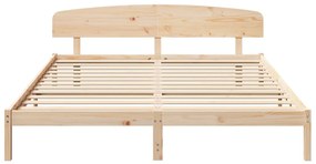 Ágykeret Fejvéggel 200x200 cm Tömör Fa Fenyő