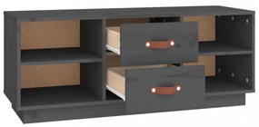 szürke tömör fenyőfa TV-szekrény 100x34x40 cm