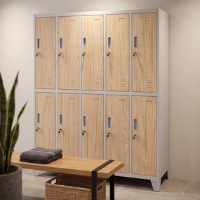 BHP öltözőszekrény 10 ajtós szürke / sonoma tölgy: Eco Design BARTEK 1360 x 1720 x 450 mm